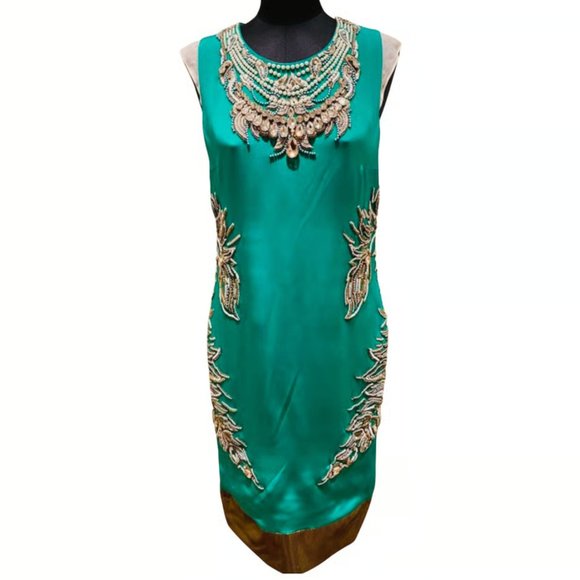 Thakoon Dresses & Skirts - Thakoon green beaded silk dress size 6